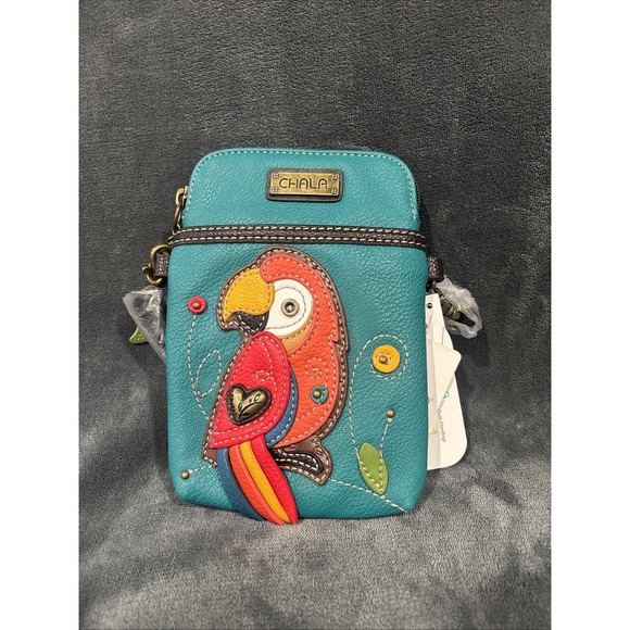 Chala Handbags - NEW CHALA TURQUOISE PARROT BIRD CELL PHONE CROSSBODY PURSE ADJUSTABLE STRAP
